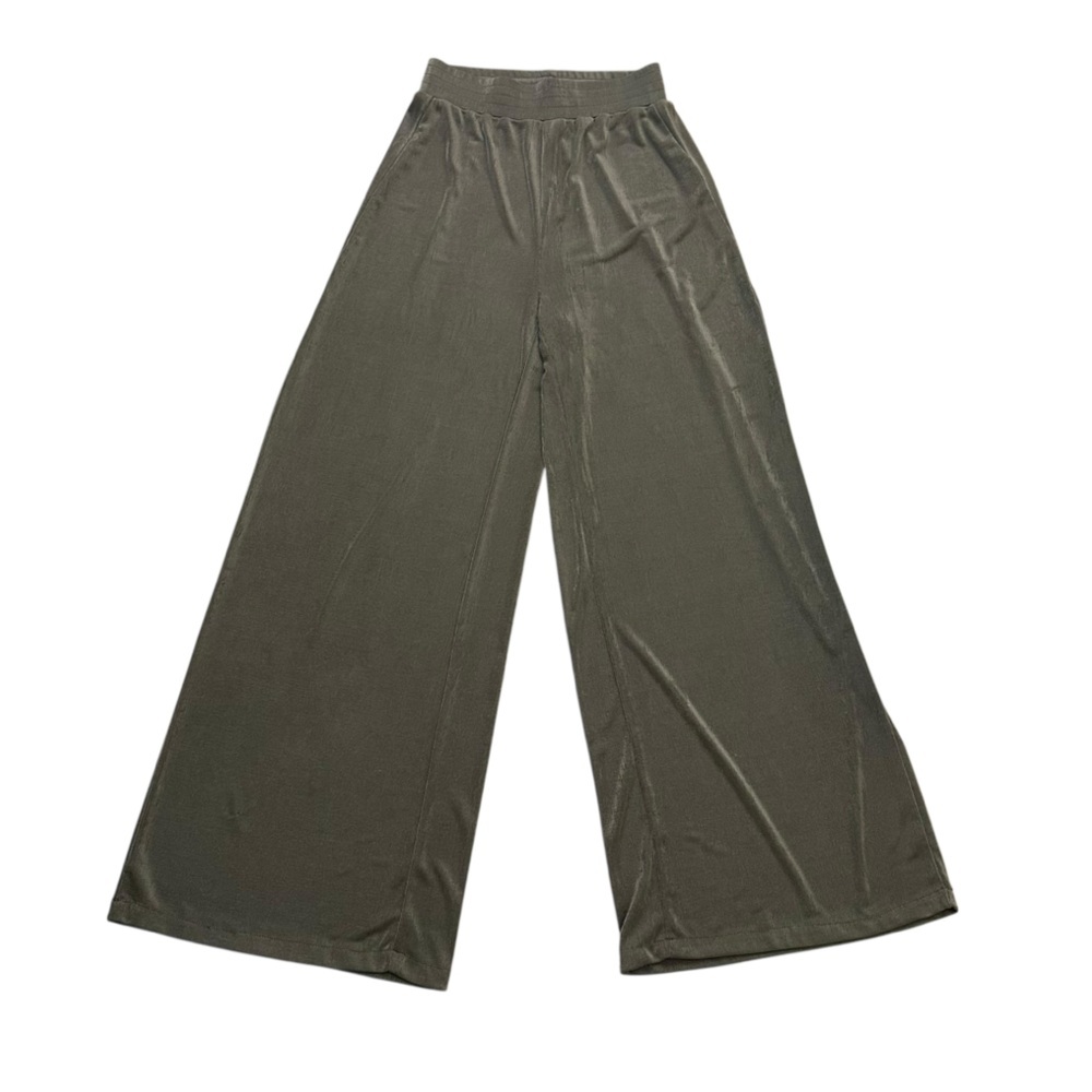 Alix NYC Gates Pants Wide Leg Green Gray High Waisted Pull On Knit Size Small